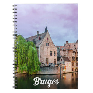 De oude stad Brugge en de toren van Belfry Notitieboek