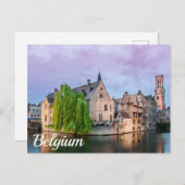 De oude stad Brugge en het Briefkaart Belfry-toren (Voorkant / Achterkant)