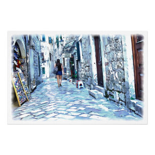 De oude stad, Kotor, Montenegro Foto Afdruk