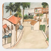 De oude stad La Quinta Vierkante Sticker (Voorkant)