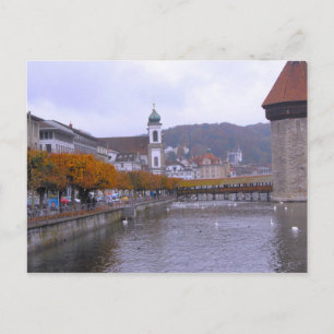 De oude stad Lucerne - Mill-brug en de Jesuit-kerk Briefkaart
