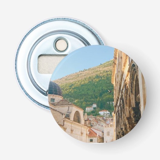 De oude stad van Dubrovnik Button Flesopener (Voorkant)