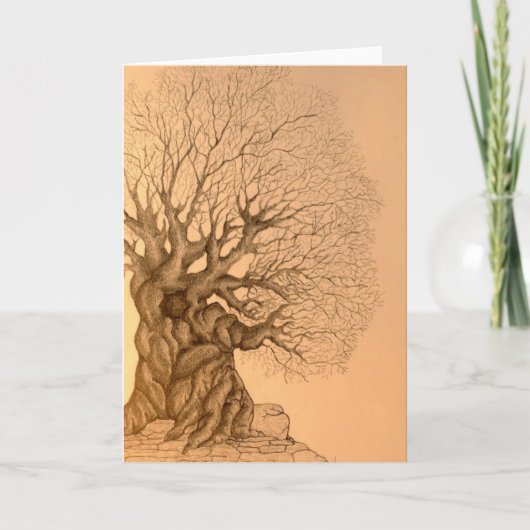 De oude Tekening van de Boom Feestdagen Kaart (Voorkant)