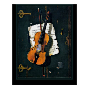 De oude viool, kunstschilderij perfect poster