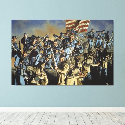 De oude vlag heeft de grondafdruk nooit geraakt canvas afdruk (Insitu (Houten vloer))