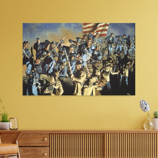 De oude vlag heeft de grondafdruk nooit geraakt canvas afdruk (Insitu (Woonkamer))