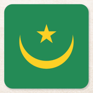 De oude vlag van Mauritanië Vierkante Kartonnen Onderzetter