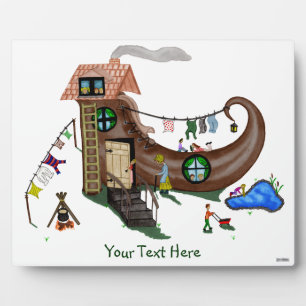 De oude vrouw in de schoenen fotoplaat