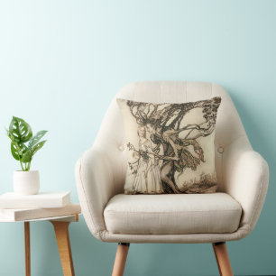 De oude vrouw in het bos door Arthur Rackham Kussen