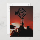 De oude windmolen bij zonsondergang briefkaart (Voorkant / Achterkant)