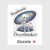 De Overthinker Skeleton Galaxy Custom Name Vinyl Sticker (Vel)