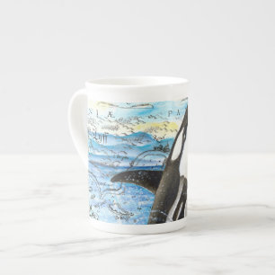 De overtredende Oude Kaart van de Orka Porselein Kop