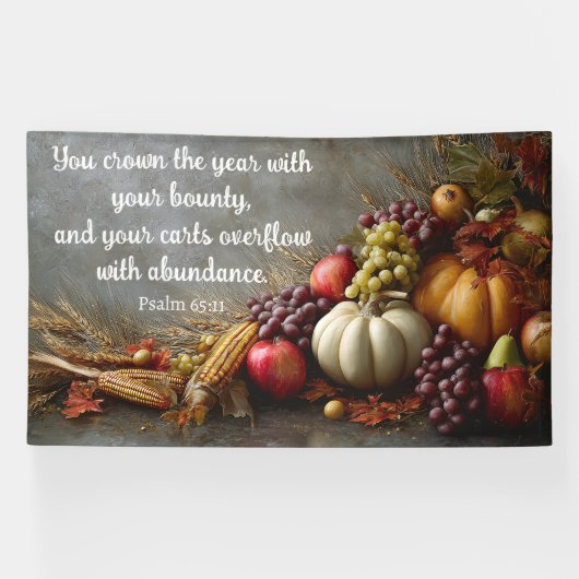 De overvloed van Psalm 65:11 Spandoek (Horizontaal)