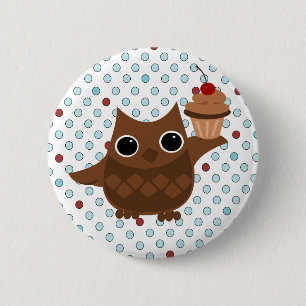 De Owl en de Cupcake Ronde Button 5,7 Cm