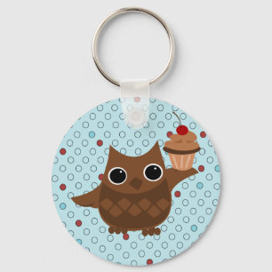 De Owl en de Cupcake Sleutelhanger