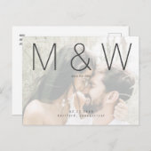 De paar Monogram van de Foto Modern sparen de Datu Aankondigingskaart (Voorkant / Achterkant)