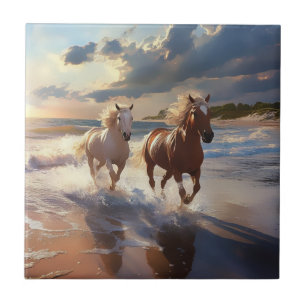 De paarden keramische tegel tegeltje