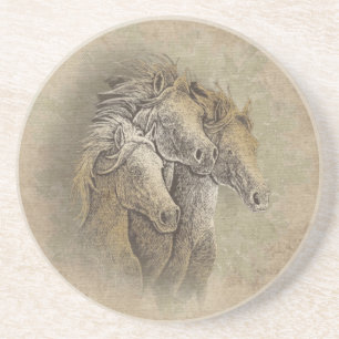De paarden zandsteen onderzetter