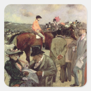 De paardenrace, ca.1890 vierkante sticker