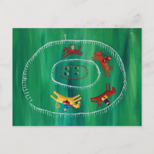 De paardenrace Hedendaagse Kunst Acrylschilderij Briefkaart