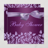 De paars namen de Uitnodiging van het Baby shower (Voorkant / Achterkant)