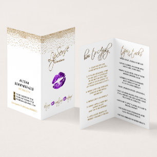 De paarse en Gouden Instructies van de Lip Visitekaartjes