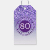 De Paarse Glitter 80ste Verjaardag Cadeaulabel (Achterkant)