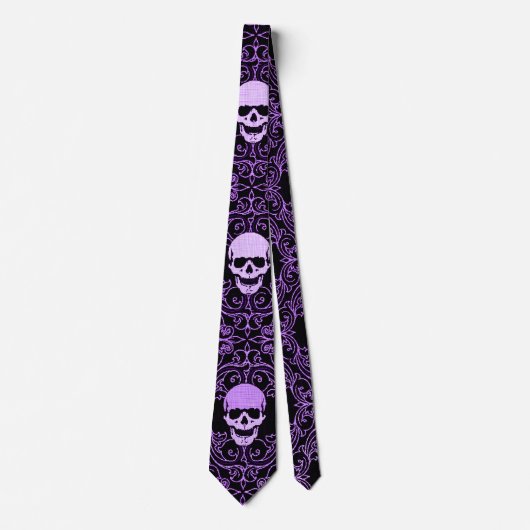 De  Paarse Gothic Skulls Gentleman's Stropdas (Voorkant)