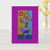 De paarse Vaas van de Bloem Kaart (Gele Bloem)
