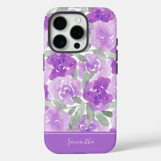 De Paarse Waterverf van Lavender Floral Case-Mate iPhone Case (Achterkant)