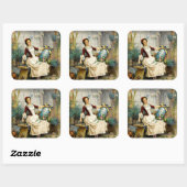 De Paaseieren, fine art vintage schilderij Vierkante Sticker (Vel)