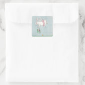 De paashaas is onderweg. vierkante sticker (Tas)