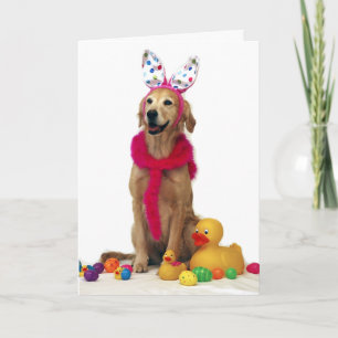 De Paashaas van het golden retriever Feestdagen Kaart