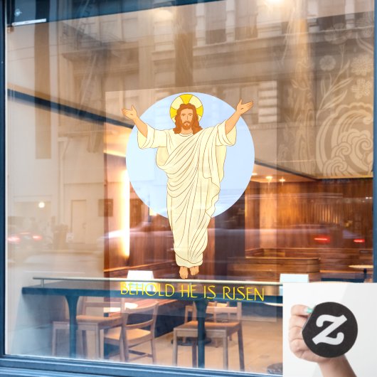 De paasheropleving van Jezus Behold is ontwricht Raamsticker (Cafe Raam)