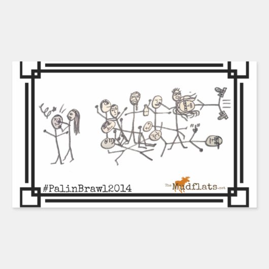 De Palin Brawl, door Jeanne Devon Rechthoekige Sticker (Voorkant)