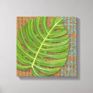De Palm van de Druk van het blok op Wicker Achterg Canvas Afdruk