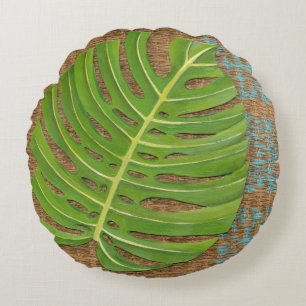 De Palm van de Druk van het blok op Wicker Achterg Rond Kussen