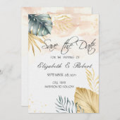 De palmbladeren slaan de datum op save the date (Voorkant / Achterkant)