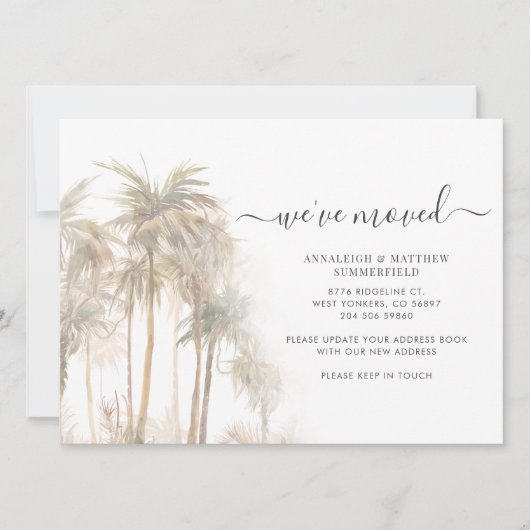De palmbomen hebben Verandering van Adres Bewegend Aankondiging (Voorkant)