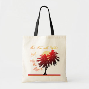 De palmboom Zon zal het strand doen waken en kusse Tote Bag