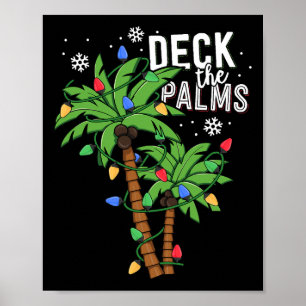De palmpalmboom voor tropische Hawaï-kerstmis bedw Poster
