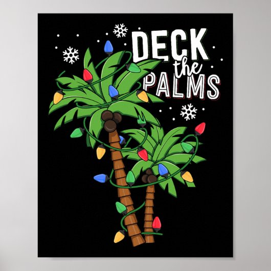 De palmpalmboom voor tropische Hawaï-kerstmis bedw Poster (Voorkant)