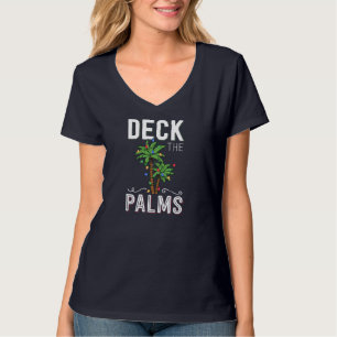 De palmpalmboom voor tropische Hawaï-kerstmis bedw T-shirt