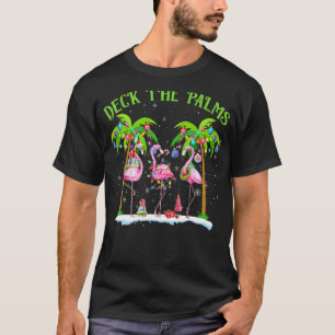 De Palms Flamingo Tropical Kerstlichten decanteren T-shirt