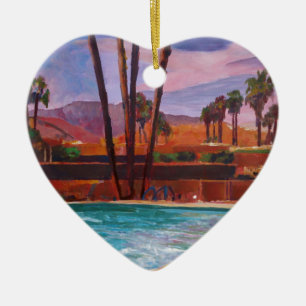 De palmspuitpool keramisch ornament