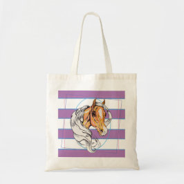 De Palomino (paarse, blauwe & witte strepen) Tote Bag