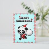 De panda draagt Briefkaart van Kerstmis van de (Staand voorkant)