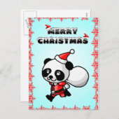 De panda draagt Briefkaart van Kerstmis van de (Voorkant / Achterkant)