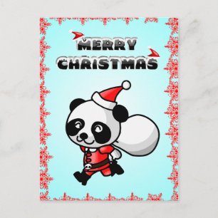 De panda draagt Briefkaart van Kerstmis van de