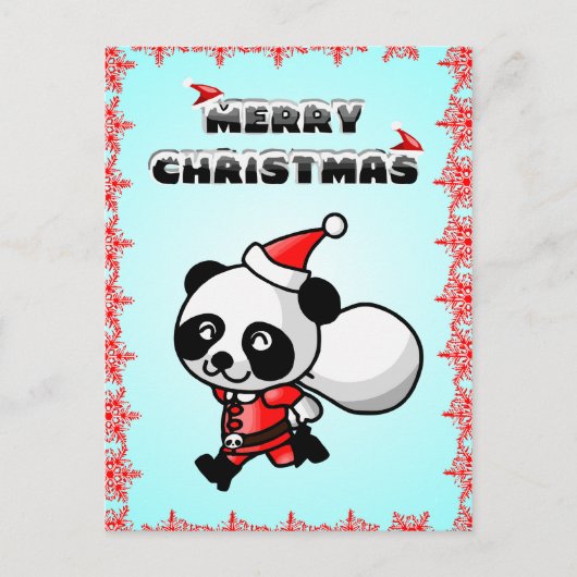 De panda draagt Briefkaart van Kerstmis van de (Voorkant)